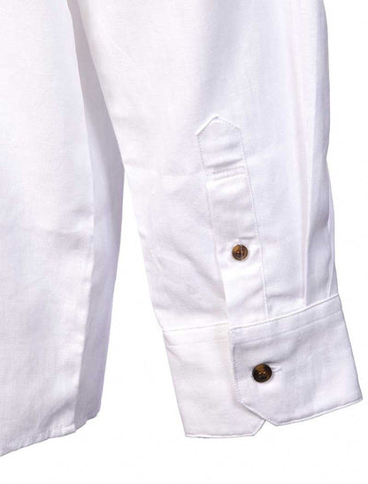 Irish Linen Grandfather Shirt - Bleach White