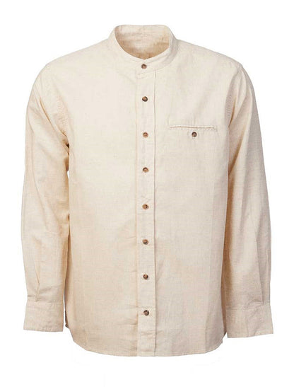 Irish Linen Grandfather Shirt - Natural Marl