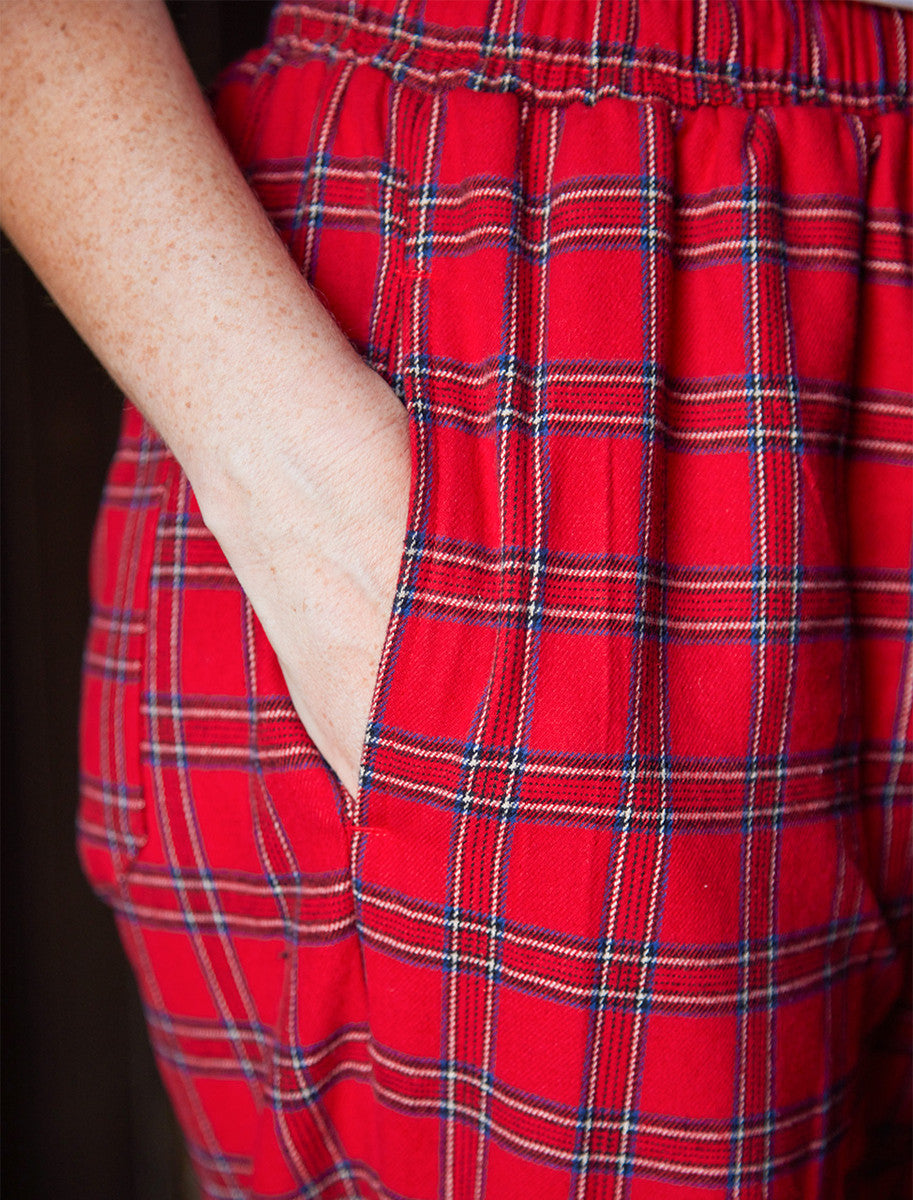 Ladies Irish Flannel Lounge Pants - Red Tartan