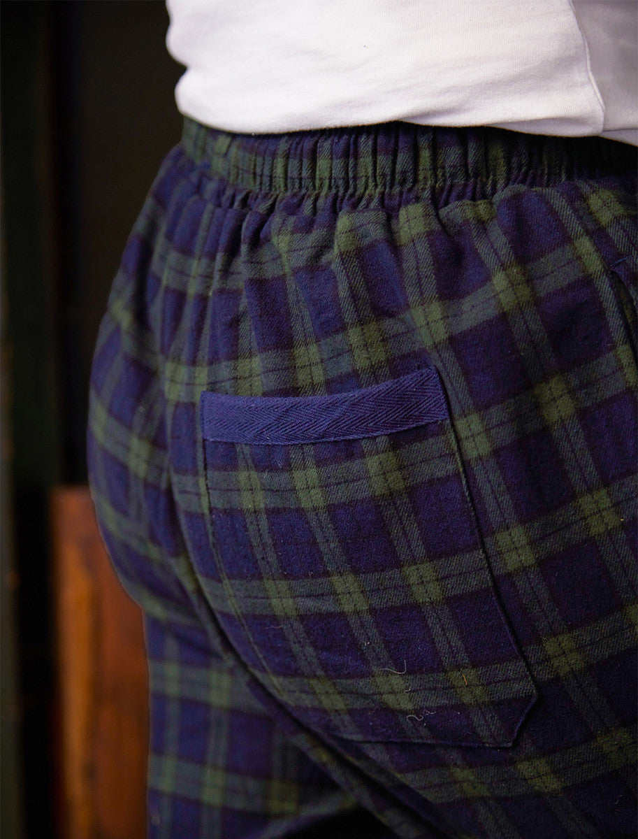 Ladies Irish Flannel Lounge Pants - Green Blackwatch Tartan