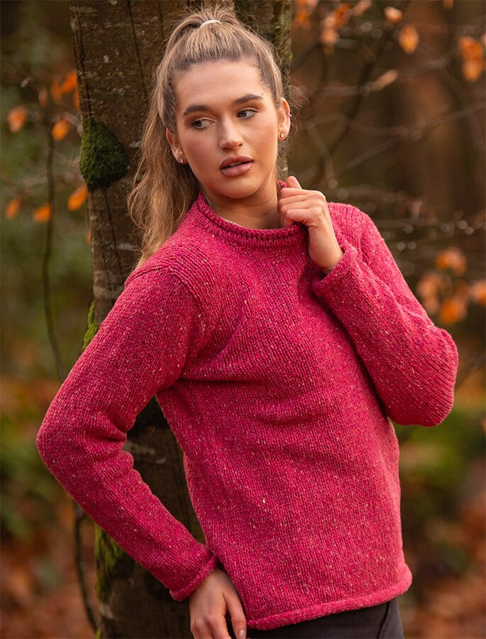 Ladies Roll Neck Sweater – Pink 