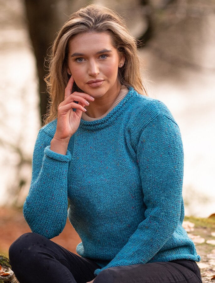 Ladies Roll Neck Sweater - Sky Blue 