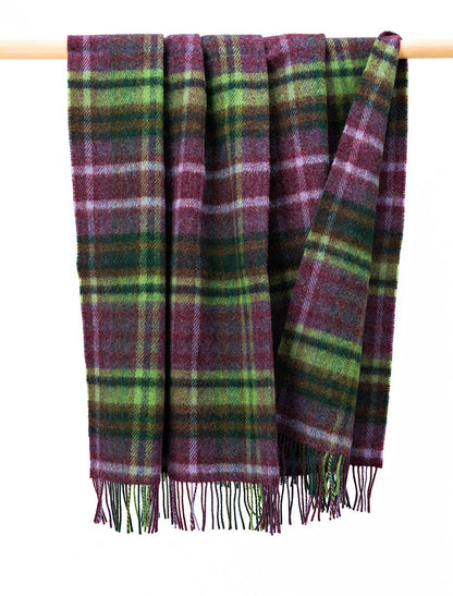 Irish Wool Picnic Throw - Purple Green &amp; Lavender
