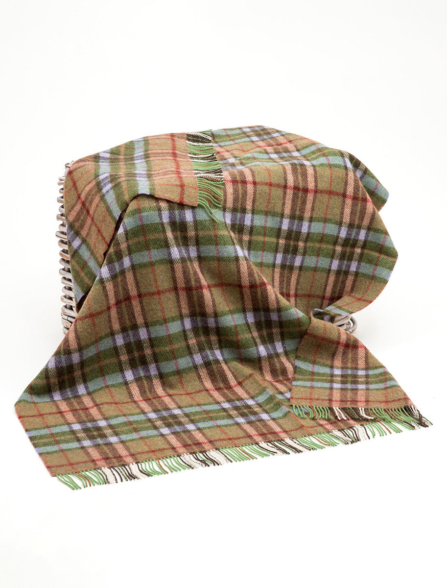 Irish Wool Picnic Throw - Green, Beige &amp; Blue