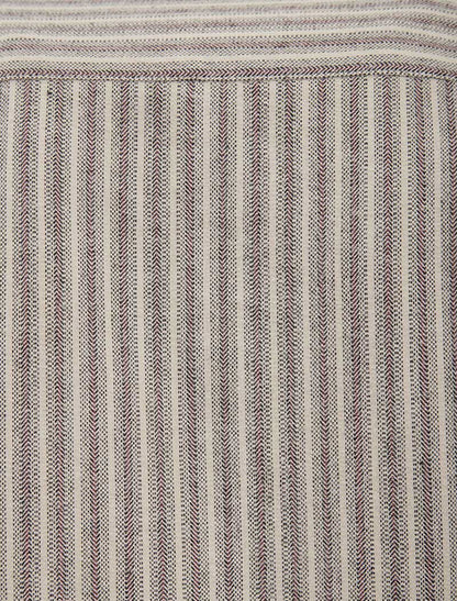 Flannel Grandfather Shirt - Beige Green Maroon Stripe