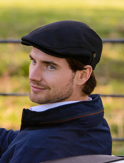 Irish Linen Flat Cap - Black