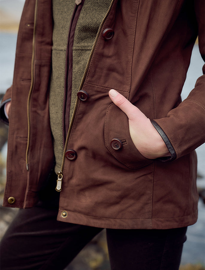 Luxury Joyce Leather Jacket - Walnut