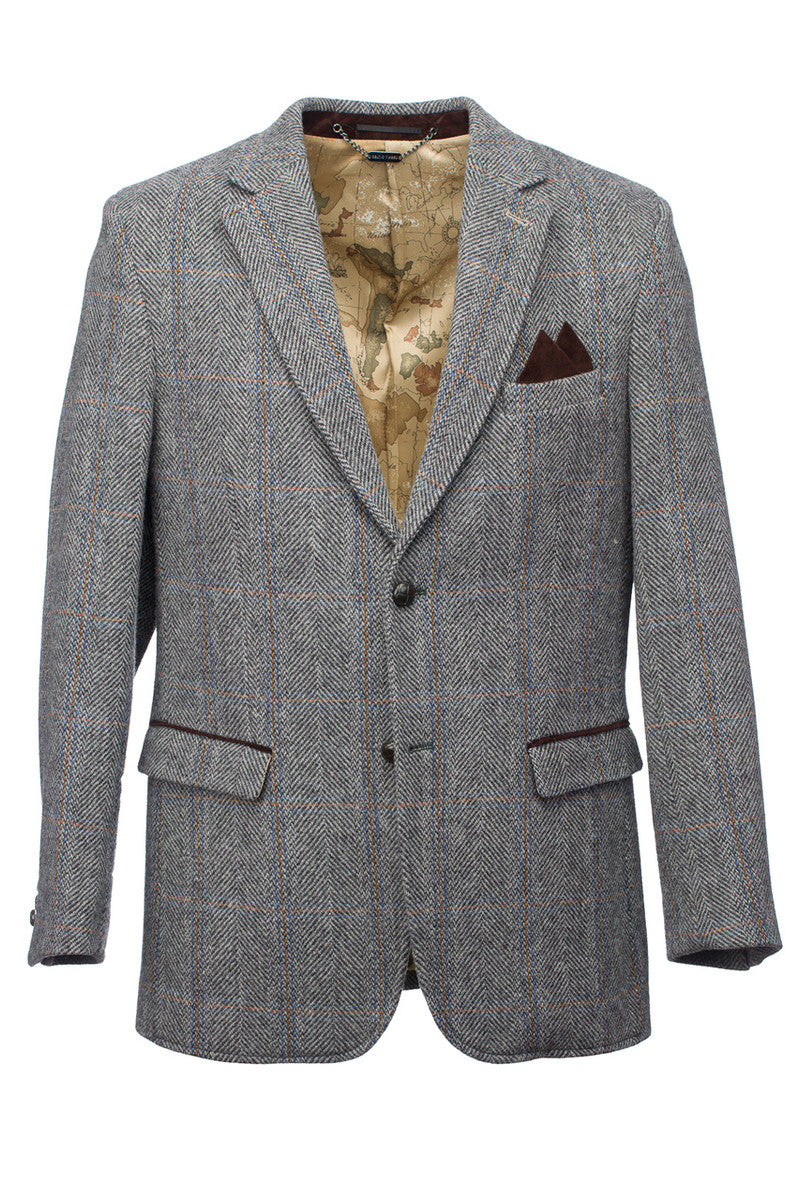 Grey Hunting Tweed Jacket with Moleskin Trim