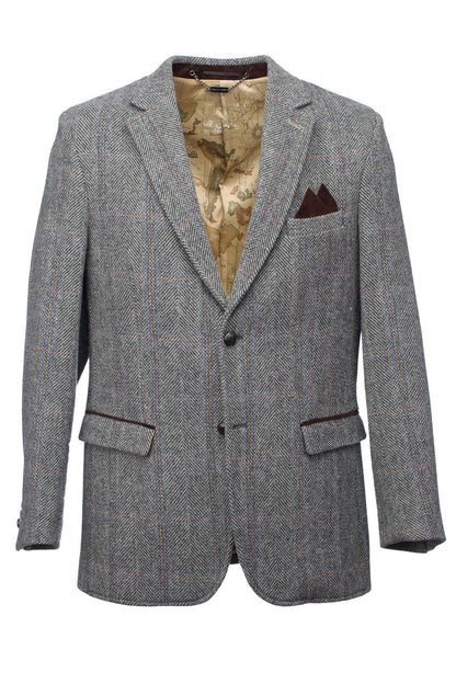 Grey Hunting Tweed Jacket with Moleskin Trim