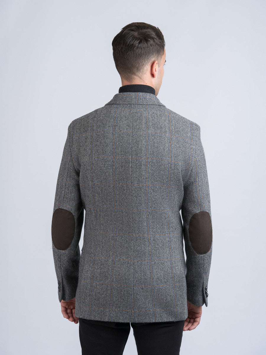 Grey Hunting Tweed Jacket with Moleskin Trim