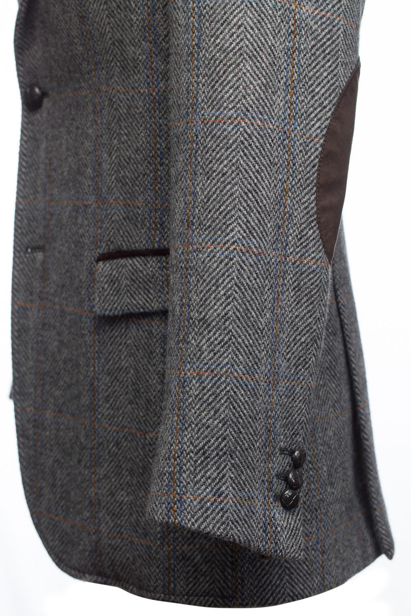Grey Hunting Tweed Jacket with Moleskin Trim