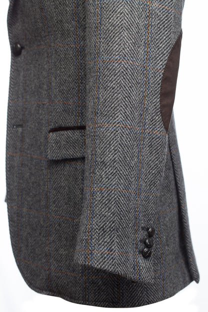 Grey Hunting Tweed Jacket with Moleskin Trim
