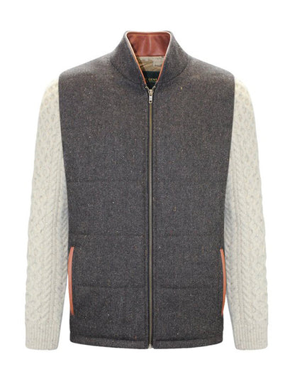 Shackleton Brown Tweed Jacket With Cable Knit Sleeve