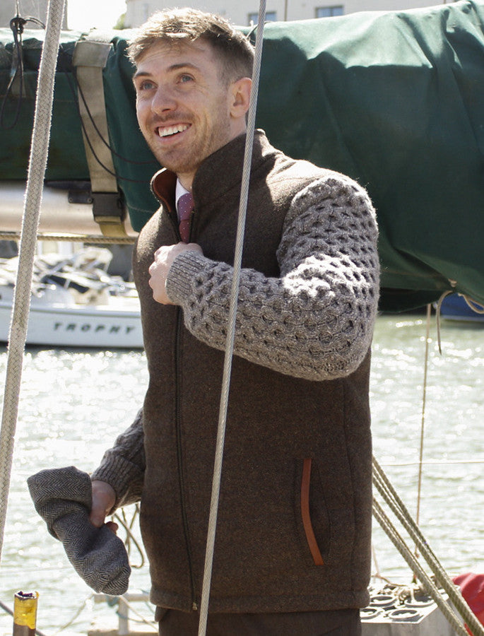 Shackleton Brown Tweed Jacket With Cable Knit Sleeve
