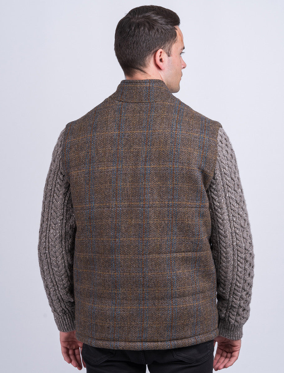 Shackleton Horse Brown Tweed Jacket With Cable Knit Sleeve