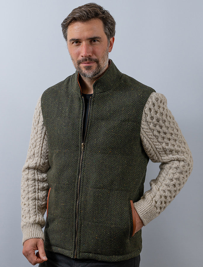 Shackleton Brown Tweed Jacket With Cable Knit Sleeve