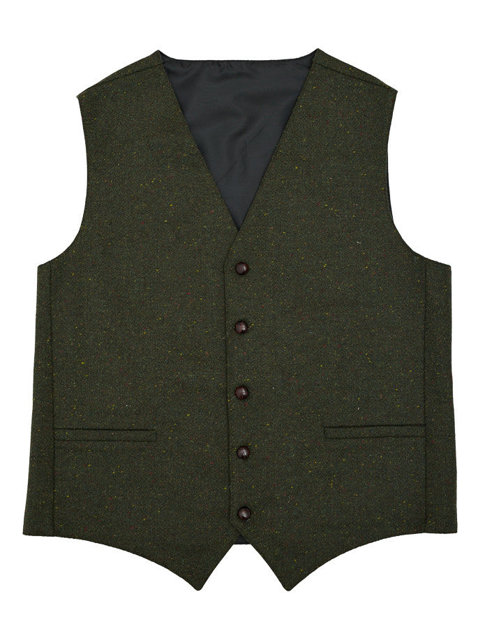 Donegal Tweed Waistcoat - Green Fleck