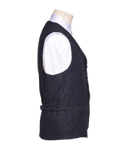 Black and Grey Night Check Tweed Waistcoat With Lapel