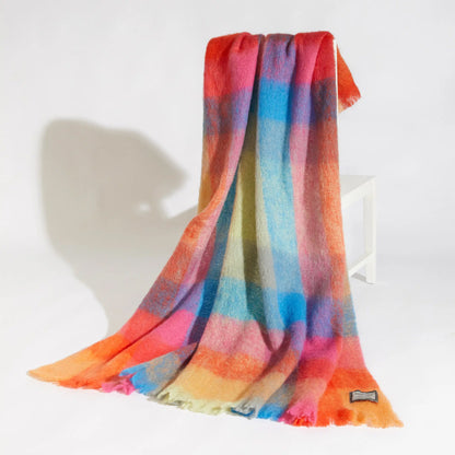 Mohair Throw - Multi Colour Block 
