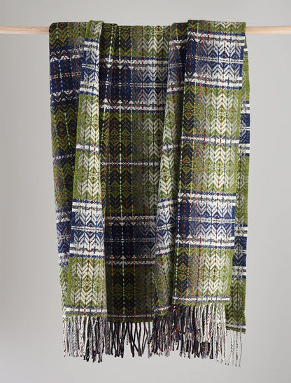 Irish Wool Diamond Weave Throw - Green 