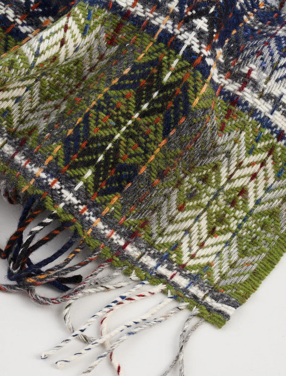 Irish Wool Diamond Weave Throw - Green 