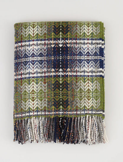 Irish Wool Diamond Weave Throw - Green 