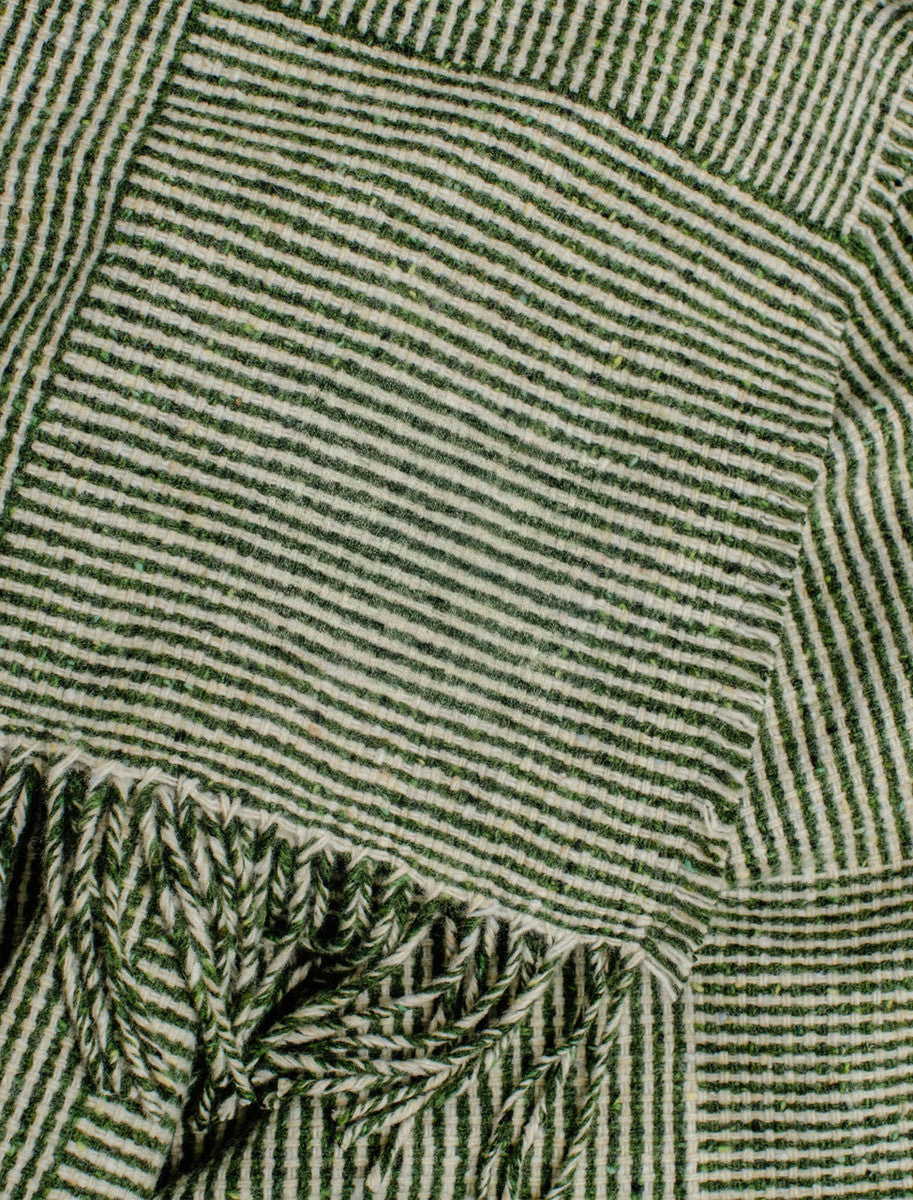 Irish Wool Basket Weave Throw - Green 