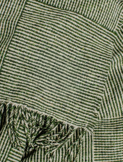 Irish Wool Basket Weave Throw - Green 