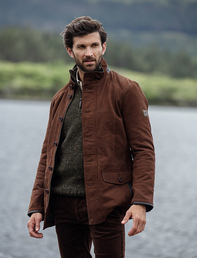 Moore Classic  Leather Jacket - Walnut
