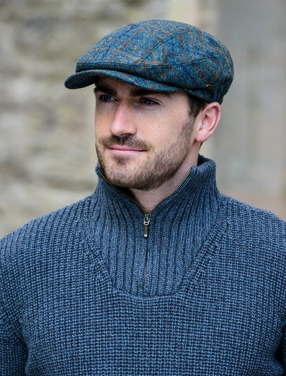 Kerry Tweed Flat Cap - Green &amp; Brown Plaid