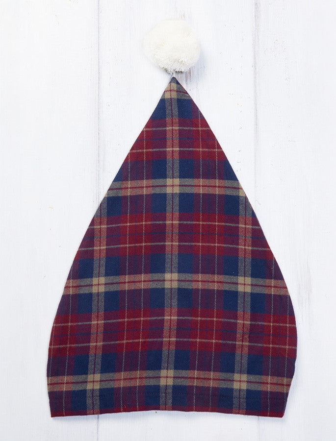 Ladies Cotton Flannel Nightcap - Maroon Navy