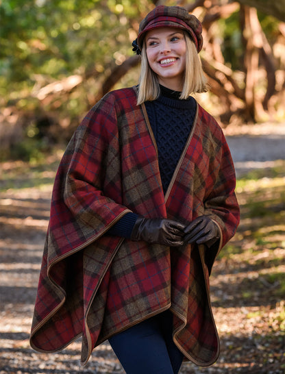 Ladies Tweed Newsboy Hat - Red, Brown &amp; Grey