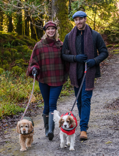 Ladies Tweed Newsboy Hat - Red, Brown &amp; Grey