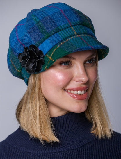 Ladies Tweed Newsboy Hat - Green, Teal &amp; Purple