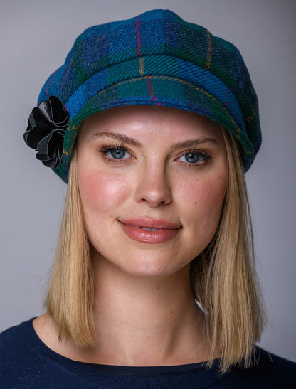 Ladies Tweed Newsboy Hat - Green, Teal &amp; Purple