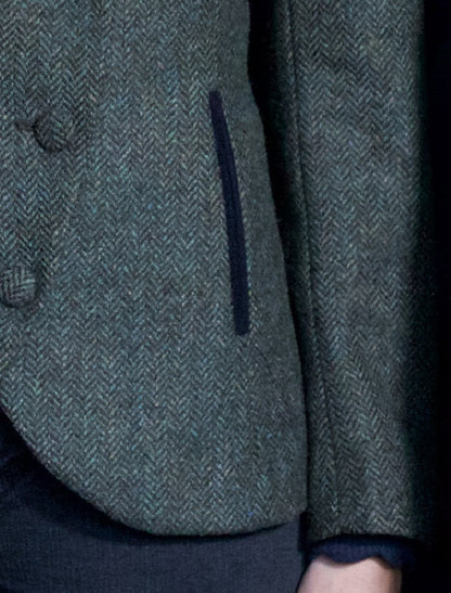 Niamh Tweed Blazer – Olive Teal Herringbone 