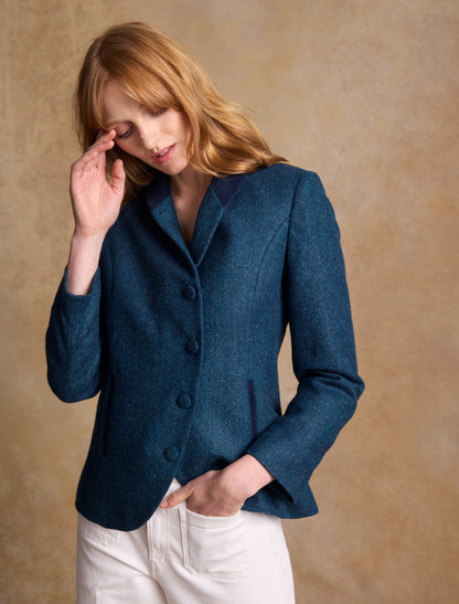 Niamh Tweed Blazer – Aqua Marine Herringbone 