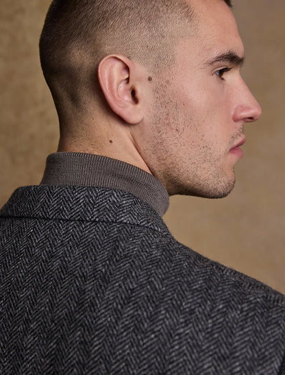 Owen Tweed Coat - Grey Herringbone 