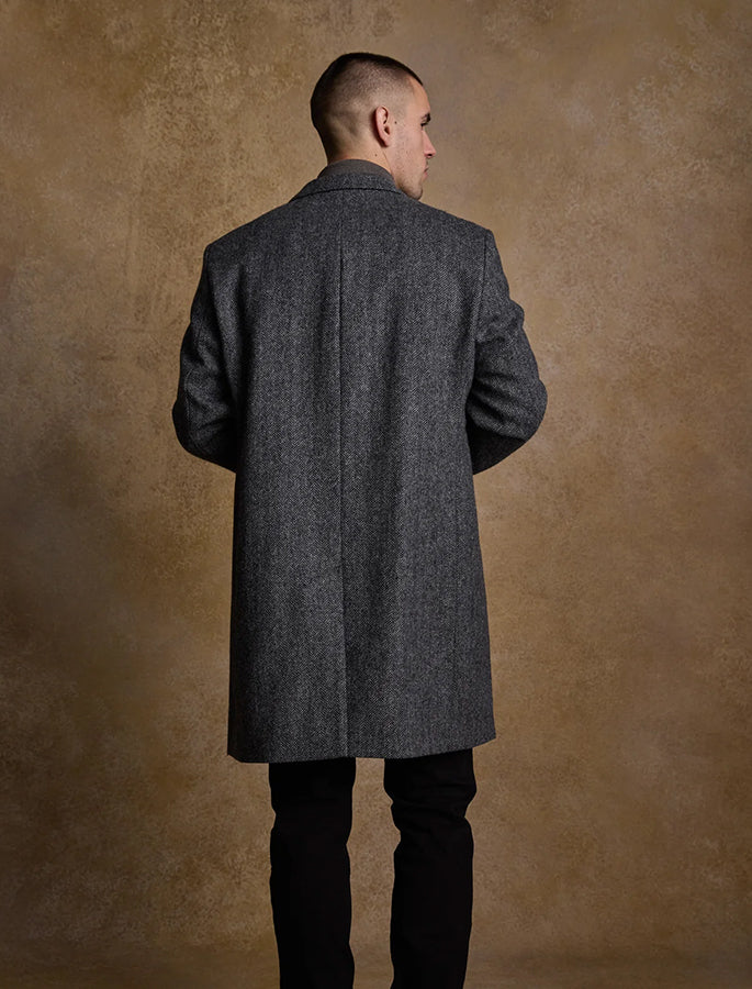 Owen Tweed Coat - Grey Herringbone 