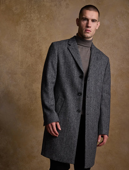 Owen Tweed Coat - Grey Herringbone 