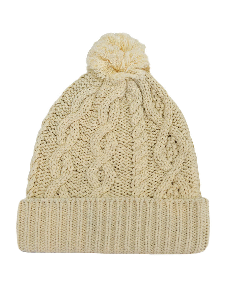 Chunky Aran Knit Pom Pom Hat