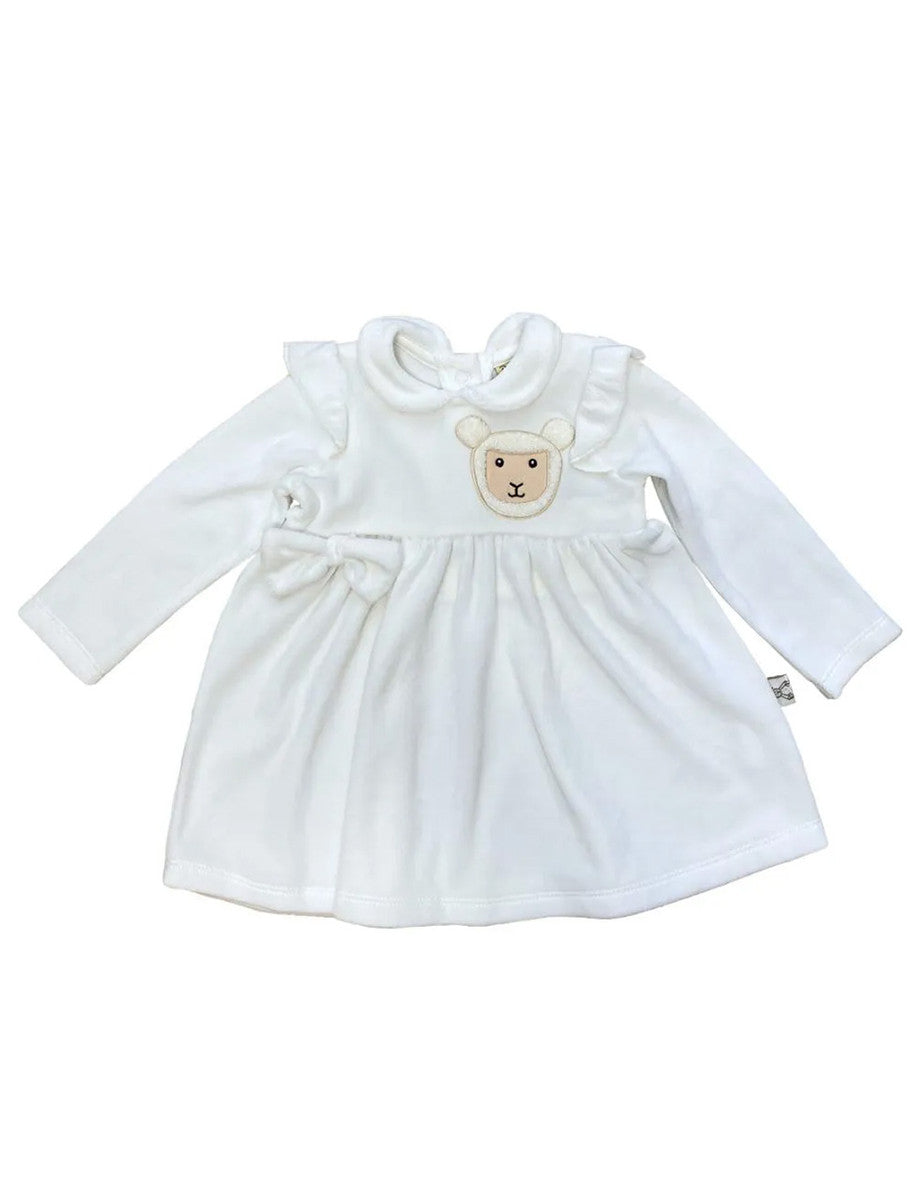 Baby Valour Cotton Sheep Dress - White 