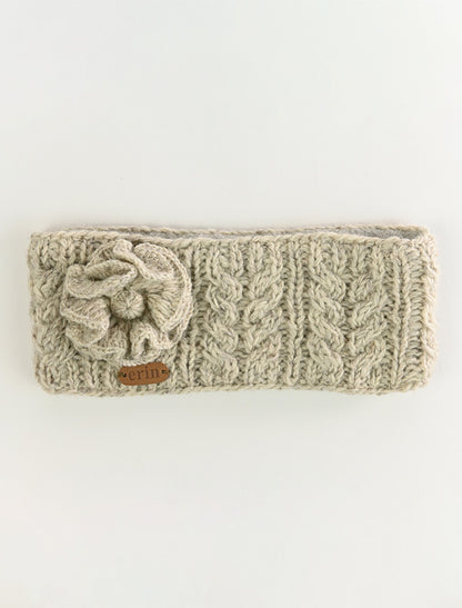 Aran Cable Fingerless Handwarmer - Oatmeal