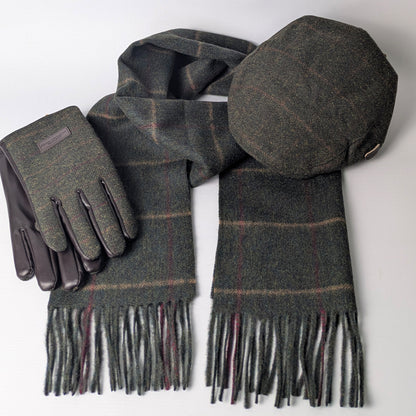 Mens Tweed Gloves - Green Box Check