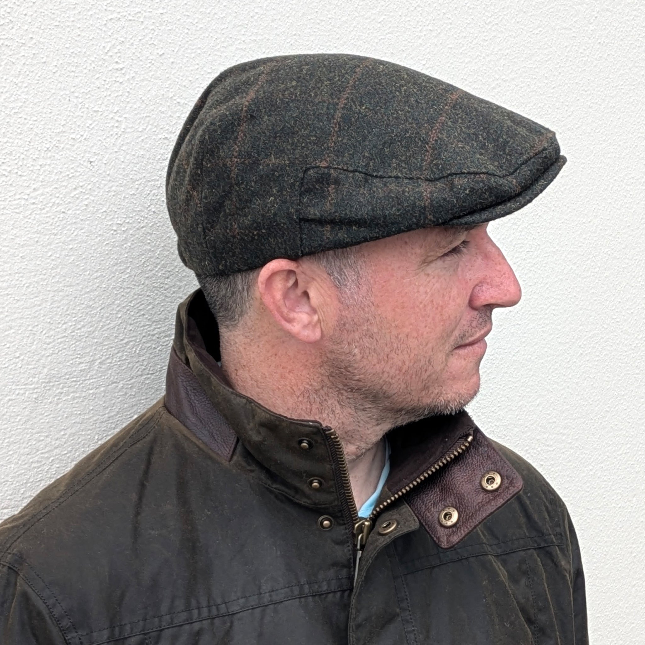 Classic Tweed Flat Cap Green Box Check