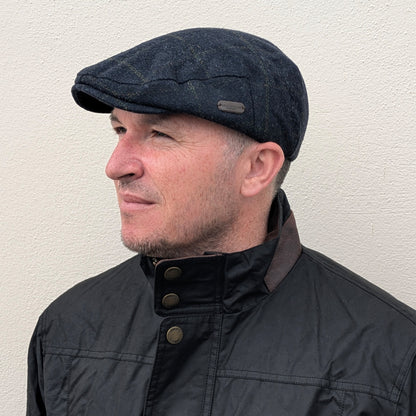 Classic Tweed Flat Cap Blue Box Check