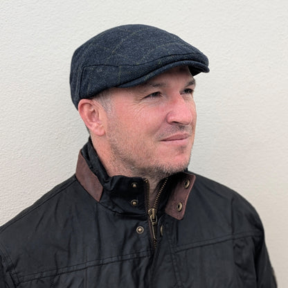 Classic Tweed Flat Cap Blue Box Check