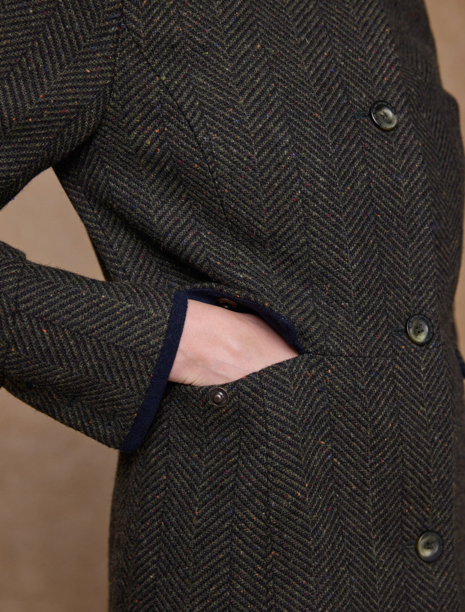 Pamela Tweed Coat - Donegal Pine Herringbone