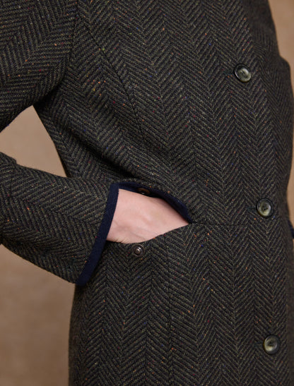 Pamela Tweed Coat - Donegal Pine Herringbone