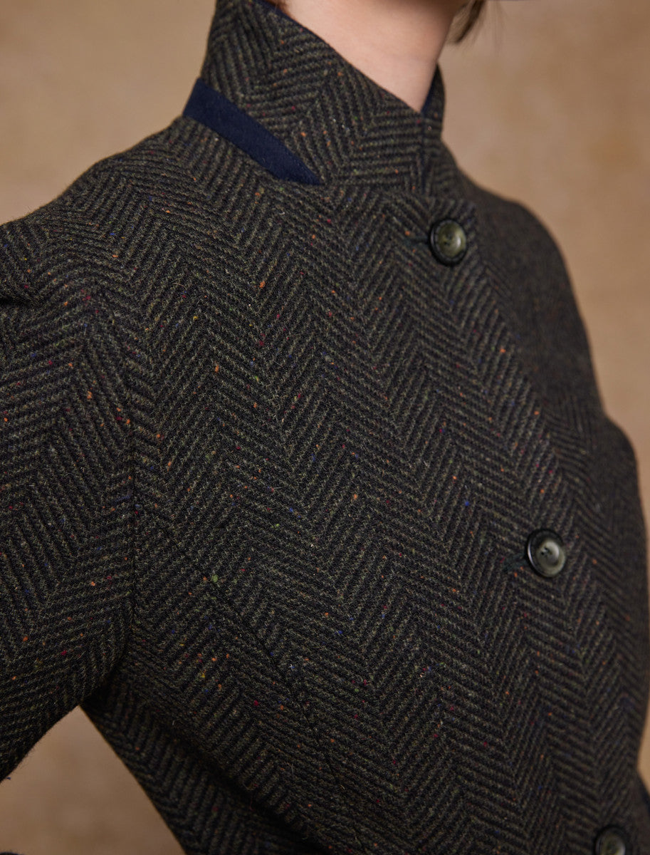 Pamela Tweed Coat - Donegal Pine Herringbone